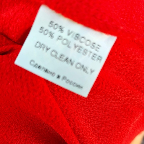 Poustovit Red Maxi Dress Gown V-neck Slit sz 12 - Picture 5 of 6